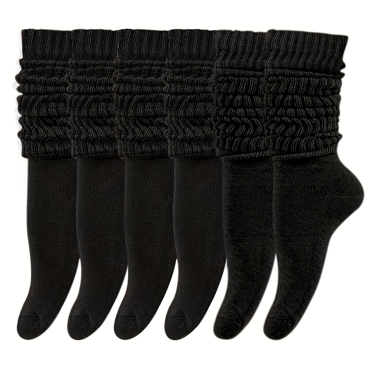 6 Pairs Solid Knitted Socks, Simple & Comfy Slouchy Socks, Women's Stockings & Hosiery