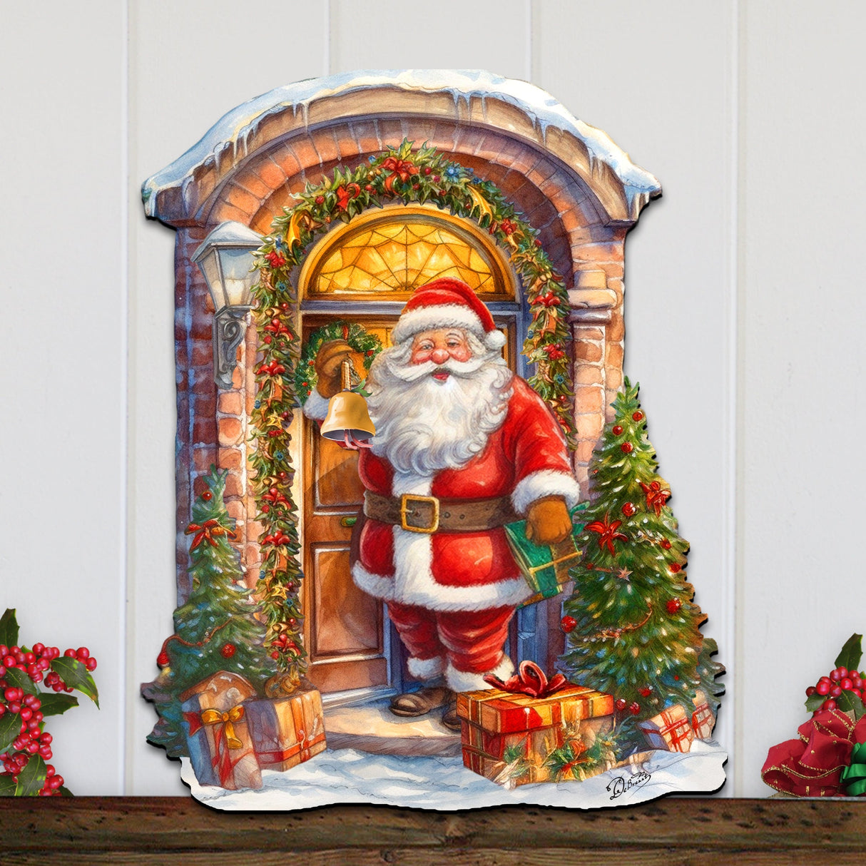 Knocking the door Santa Holiday Door Decor  by G. Debrekht - Christmas Decor - 8611044H