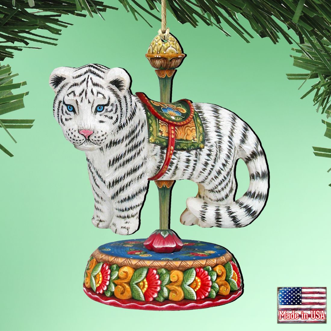Carousel Tiger Christmas Wooden Ornaments by G. DeBrekht - Carousel Holiday Decor - 8114046