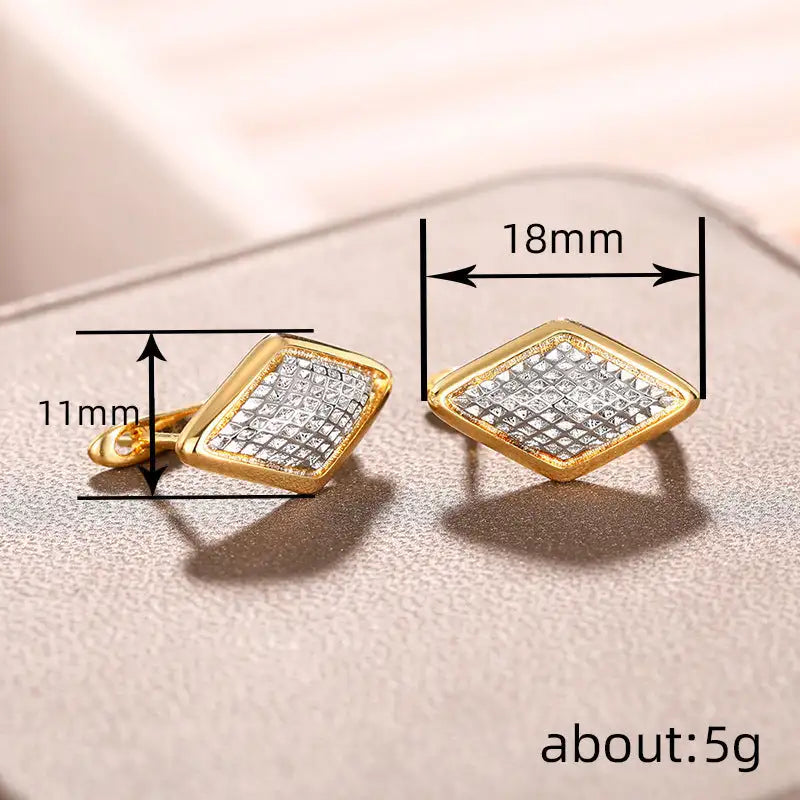Rhombus Earrings Female Two-tone Geometric Design - Lootquake