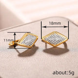 Rhombus Earrings Female Two-tone Geometric Design - Lootquake