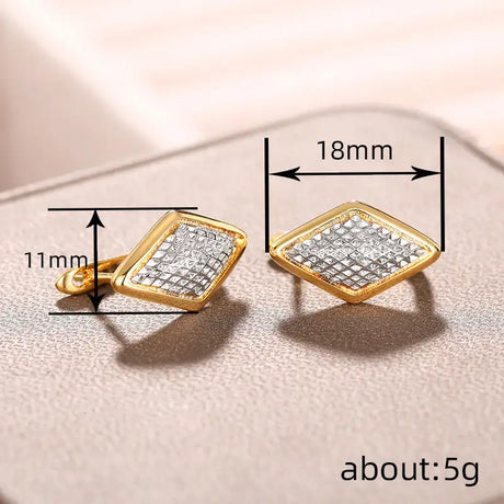 Rhombus Earrings Female Two-tone Geometric Design - Lootquake