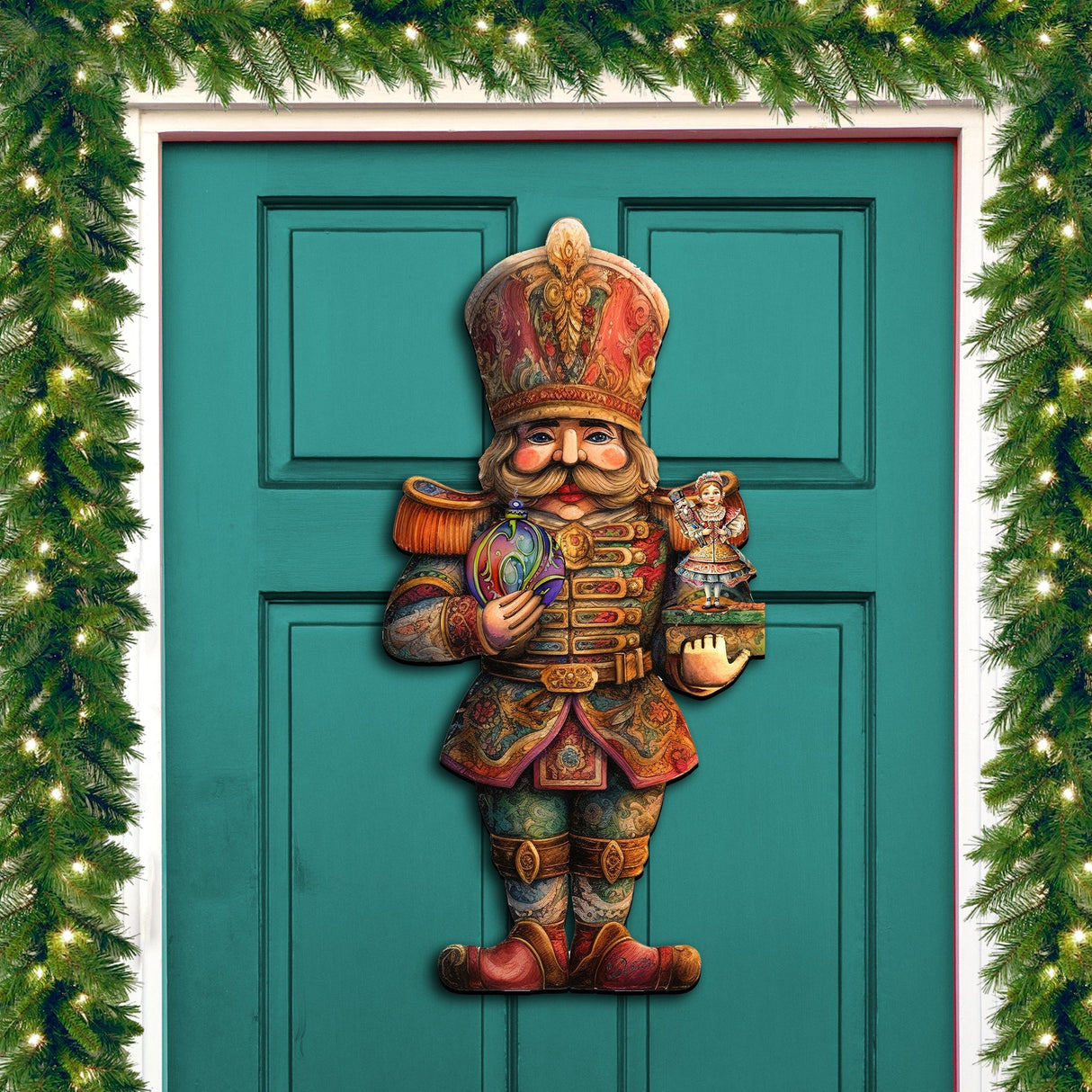 Charming Clara and Nutcracker Prince Holiday Door Decor by G. Debrekht - Christmas Decor - 8611059H