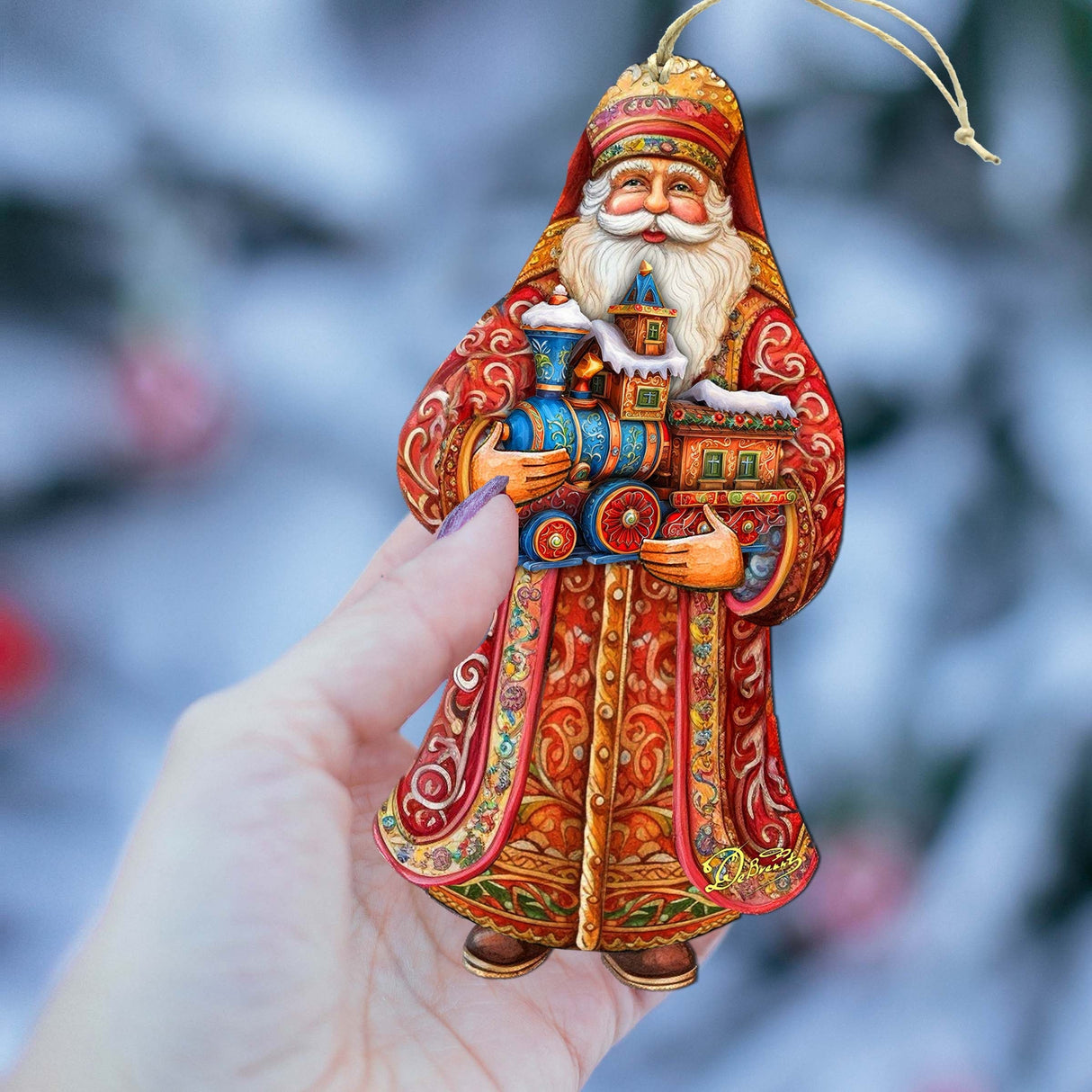 Adornos de madera navideños en miniatura de Santa Claus, de G. Debrekht - Decoración navideña de muñeco de nieve de Santa Claus - 8691417