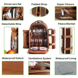 4-Person Picnic Backpack with Cooler Compartment, Detachable Bottle/Wine Holder, Fleece Blanket, Plates & Cutlery Set - Perfect for Outdoor, Sports, Hiking, Camping, BBQs (Coffee), Camping Essentials | Stylish Picnic Bag | St