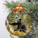 Black Bear Cubs in Alaskan Woods Wooden Ornaments by G.Debrekht - Wildlife Holiday Decor - 870038