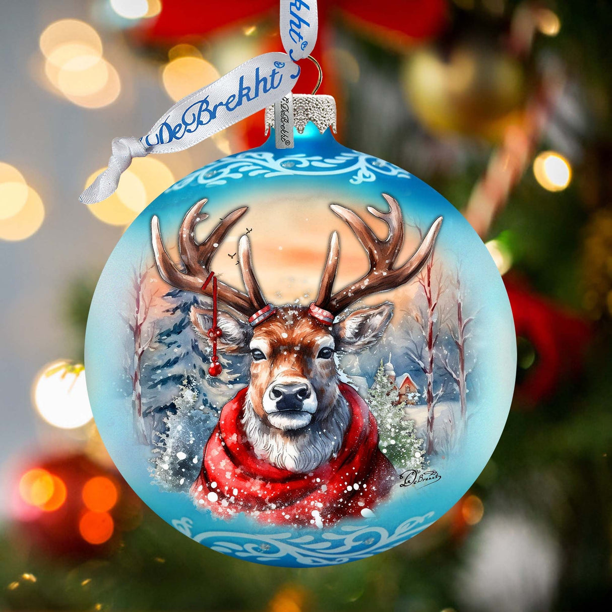 Christmas Mood Wreath Glass Ornament by G. Debrekht - Wildlife Holiday Decor - 759-048