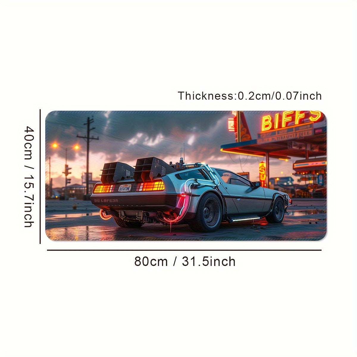 Ultra-Sleek Silvery Sports Car Design Large Gaming Mouse Pad - Extended, Thick, Non-Slip Rubber Desk Mat With Precision Stitched Edges - Washable & Durable