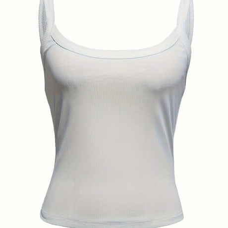 Women's Solid Color Ribbed Knitted Tight Fitting Basic Versatile Camisole Top - Lootquake