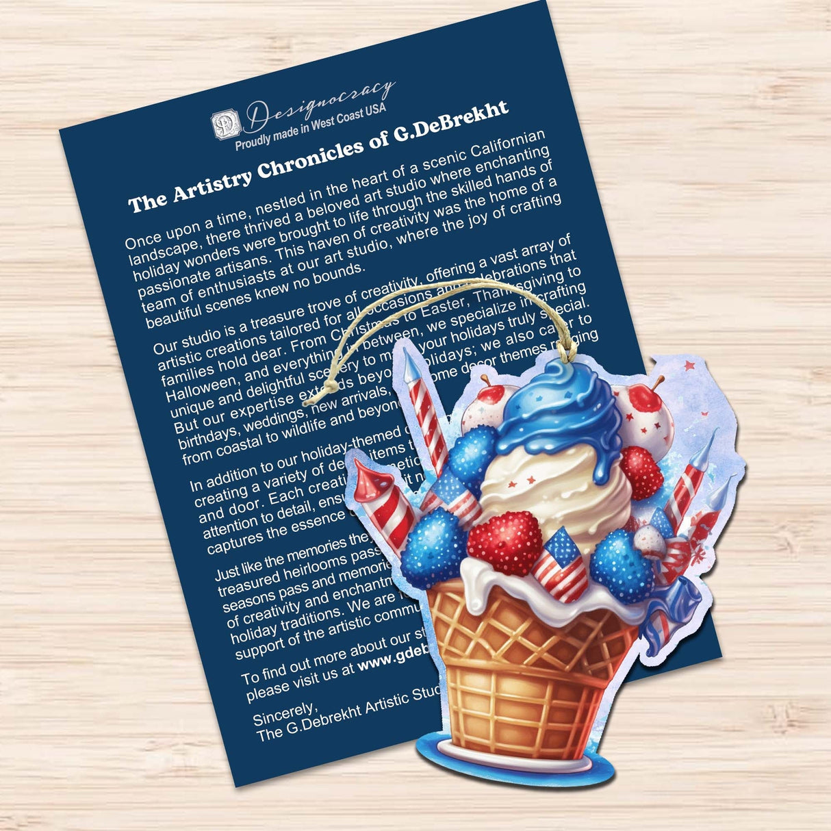 American Farmhouse Decorative Wooden Ornaments Set of 3 by G. Debrekht - Patriotic Decor - 8091001-S3