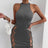 Women's Solid Color Sleeveless Skirt With Slit And Cross Tie, Sexy Tight Fitting Hip Hugging Dress, Short Skirt - Lootquake