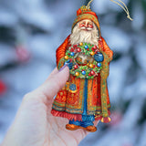 Adornos de madera de la Corona de la Alegría de Papá Noel de G. Debrekht - Decoración navideña de Papá Noel y muñeco de nieve - 8691402