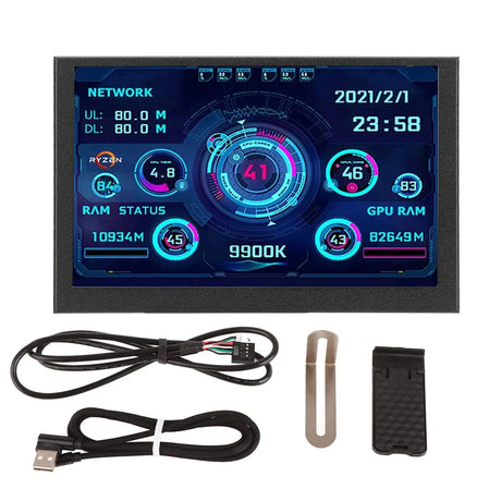 PC CPU Data Monitor 5in IPS USB C TYPE C Temperature Display PC CPU GPU RAM Data Monitor - Lootquake