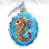 Nautical Christmas Ornaments - Rainbow Seahorse Keepsake Glass Ornaments by G. Debrekht - Christmas Decor - 777411