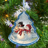 Adorno de cristal con pareja de nieve de D. Gelsinger - Decoración navideña de Papá Noel y muñeco de nieve - 762-108-DG