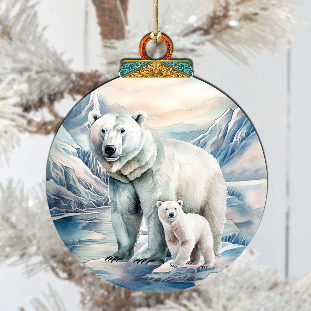 Adornos de madera de oso polar en la nieve de G.Debrekht - Decoración navideña con temática de vida silvestre - 870049