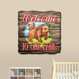 Welcome Cabin Bears Wall Door Hanger - Wildlife Holiday Decor - 8114080H