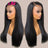 Real Human Hair Lace Wig Set Straight Hair Black Medium Length - Lootquake