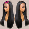 Real Human Hair Lace Wig Set Straight Hair Black Medium Length - Lootquake