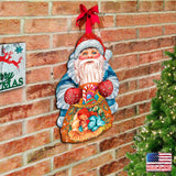 Gift Bag Santa Door Decor Door Decor by G. DeBrekht - Christmas Santa Snowman Decor - 8117901H