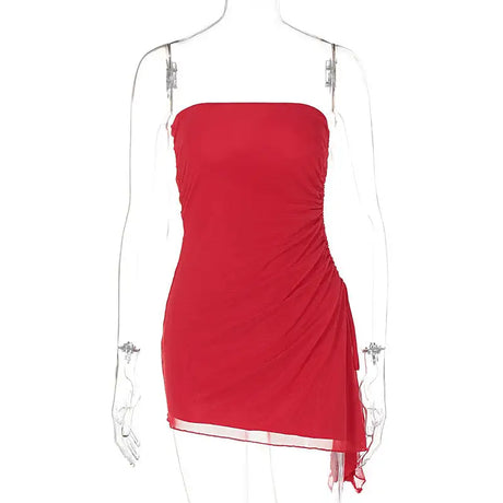 Y2K Tube-top Split Dress Summer Ins Fashion Backless Short Dresses For Women - Lootquake