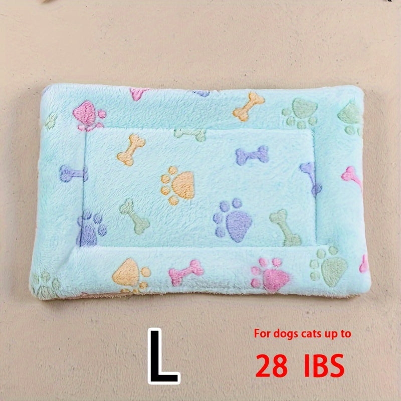 Manta rectangular para mascotas, resistente a la suciedad y para todas las estaciones - Cómoda cama con estampado de pata de perro y corazón (1 unidad)