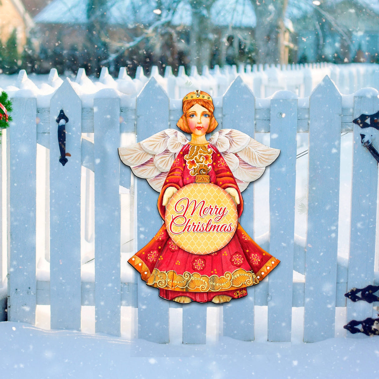 Ángel navideño para puerta con fecha de G. DeBrekht - Designocracy - 8152722H-MCH