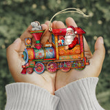 Adornos de madera de tren de Papá Noel de G. Debrekht, decoración navideña de muñeco de nieve de Papá Noel - 8611090