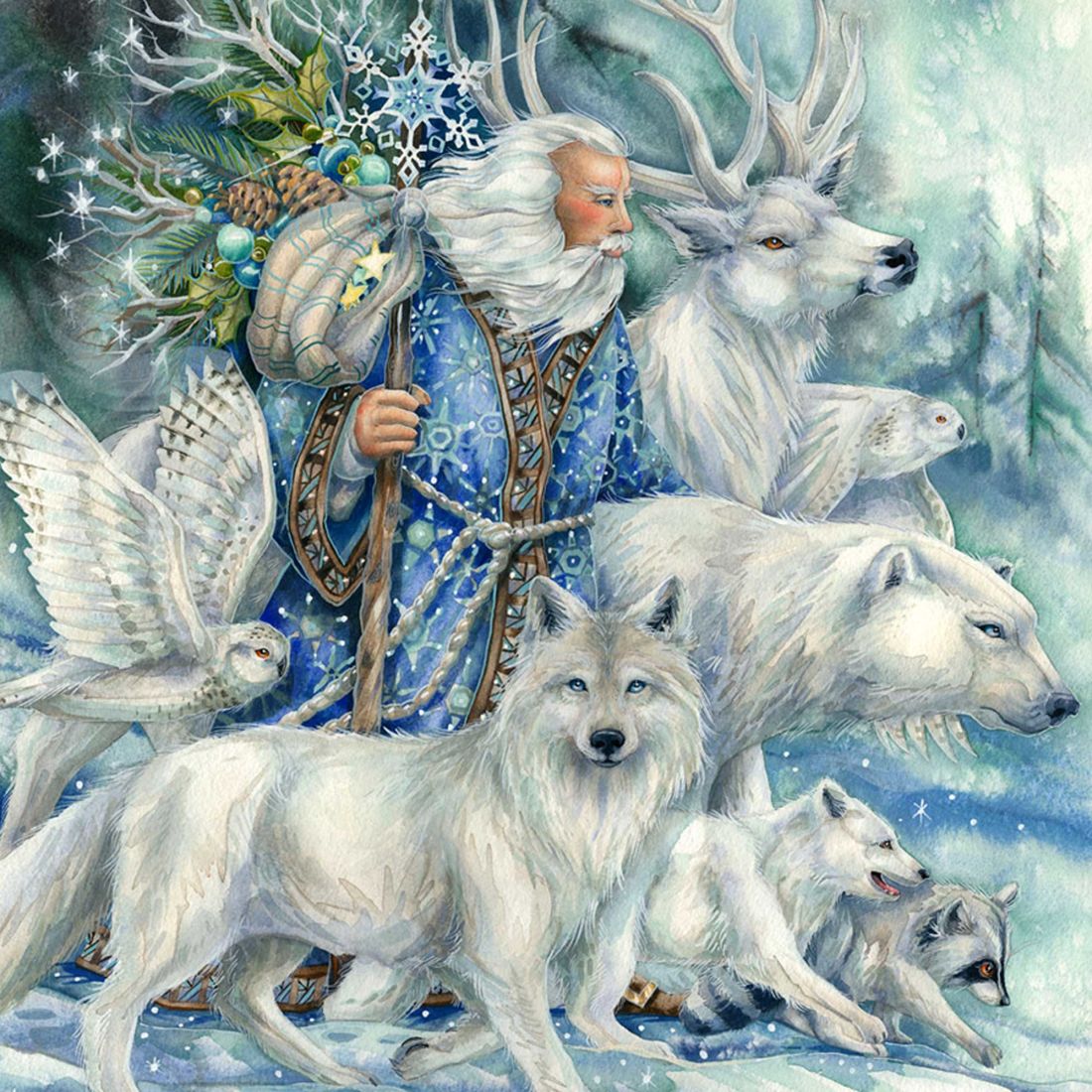 Cool Winds Father Winter Wooden Wall Art by J. Bergsma - Nature Wildlife Decor - 85922862B-JB