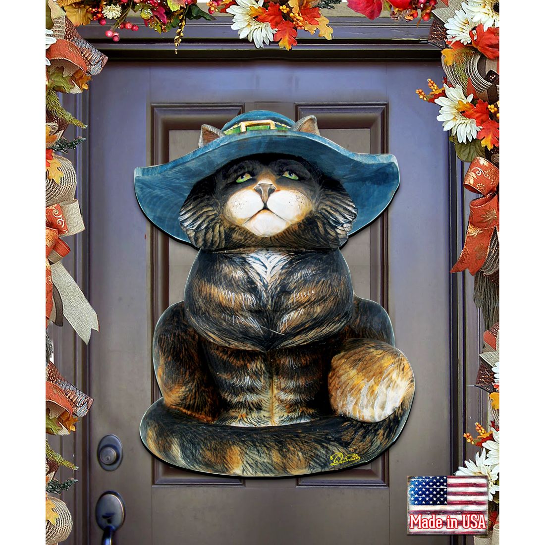 Black Cat Halloween Door Decor by G. DeBrekht - Thanksgiving Halloween Decor - 8158411H