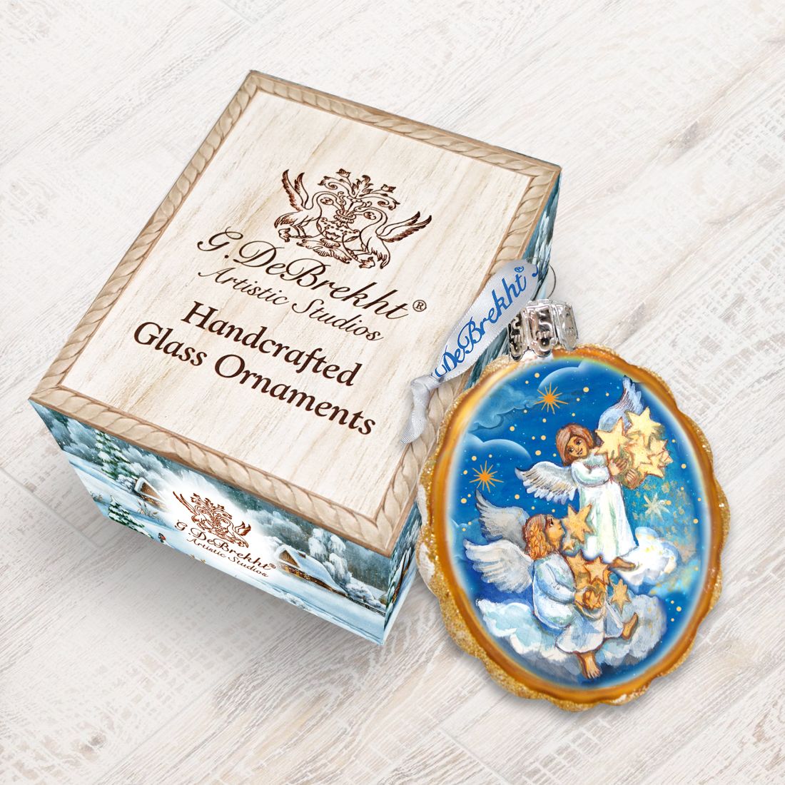 Adorno de vidrio con estrellas, ángeles y mercurio de G. DeBrekht - Decoración navideña - 773027