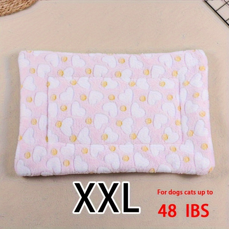 Manta rectangular para mascotas, resistente a la suciedad y para todas las estaciones - Cómoda cama con estampado de pata de perro y corazón (1 unidad)
