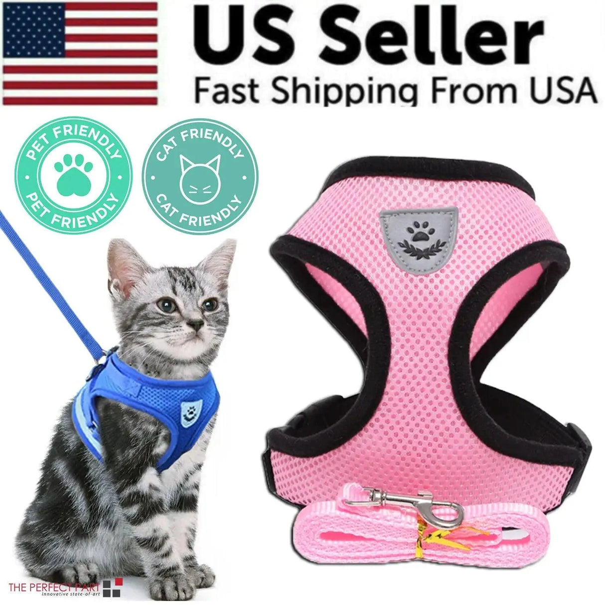Adjustable Reflective Pet Harness with Leash