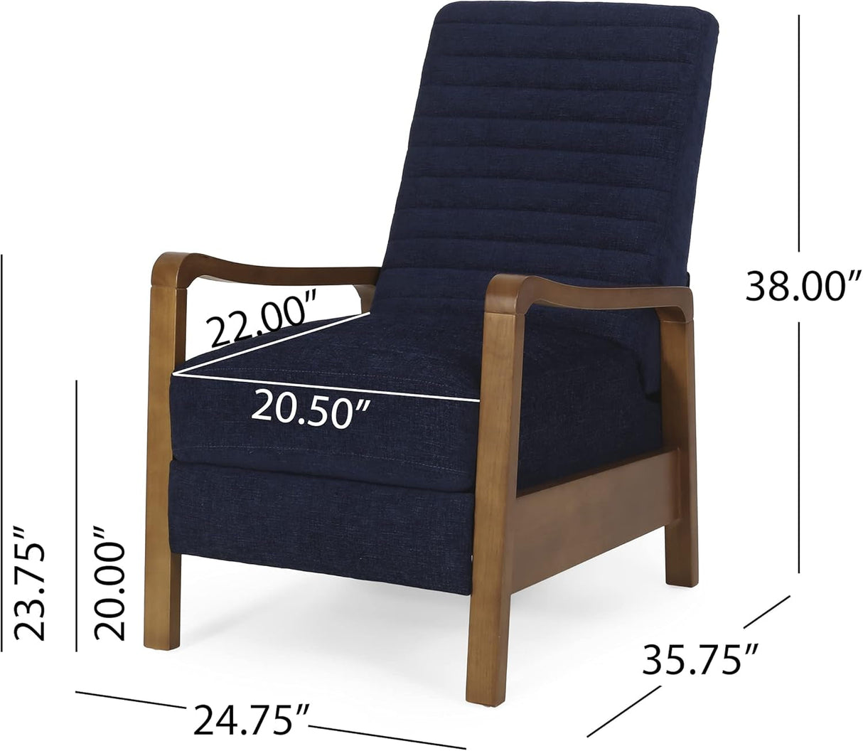 Recliner Chair, Club Recliner, Reclining Sofa, Upholsterd Armchair, Recliner Chair with Adjustable Stitching Backrest, Reading Chair for Living Room, Home Rest, Navy Blue