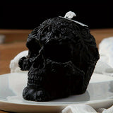 Bougie d'aromathérapie Crâne d'Halloween - Bougie parfumée à la cire de soja à mèche unique dans un pot, de forme ovale avec embellissements pailletés pour une décoration d'ambiance festive