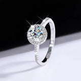 S925 Sterling Silver Moissanite Round Bag Three-piece Female Ring Necklace - Lootquake