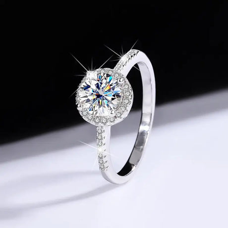 S925 Sterling Silver Moissanite Round Bag Three-piece Female Ring Necklace - Lootquake