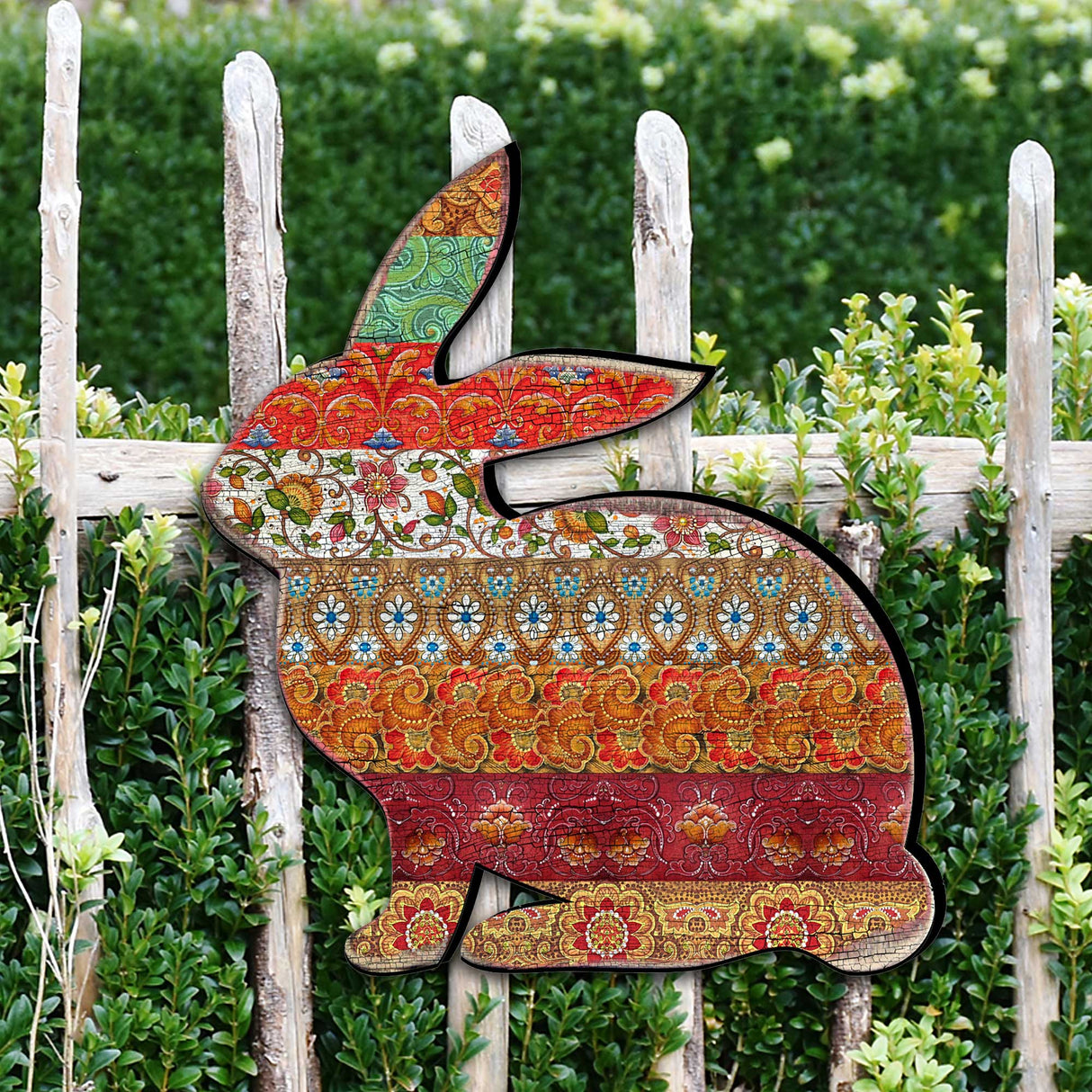 Easter Quilted Bunny Wooden Door Hanger, Wall Decor, Decorative Door Sign, Wall Art by G. DeBrekht Pets 8198134H