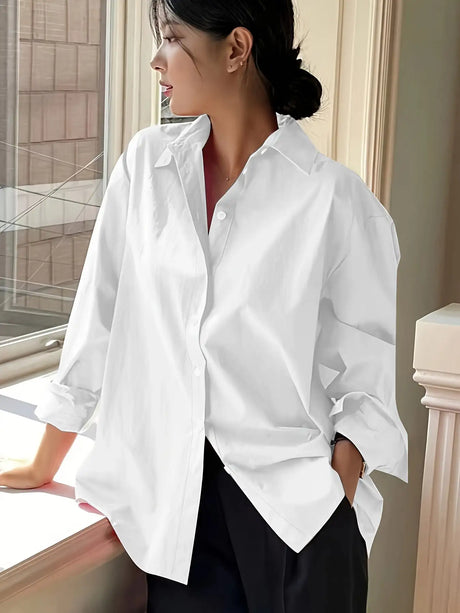 Simple Casual Long Sleeve Solid Color Shirt With Pocket - Lootquake