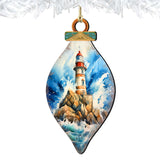 Adornos de madera para árbol de Navidad - Adornos de madera con forma de faro de G.Debrekht Coastal Holiday Decor - 8688177