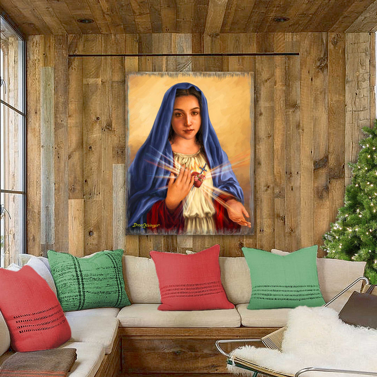 Arte mural del Inmaculado Corazón de María de D. Gelsinger - Decoración navideña para la Natividad - 95686B-DG