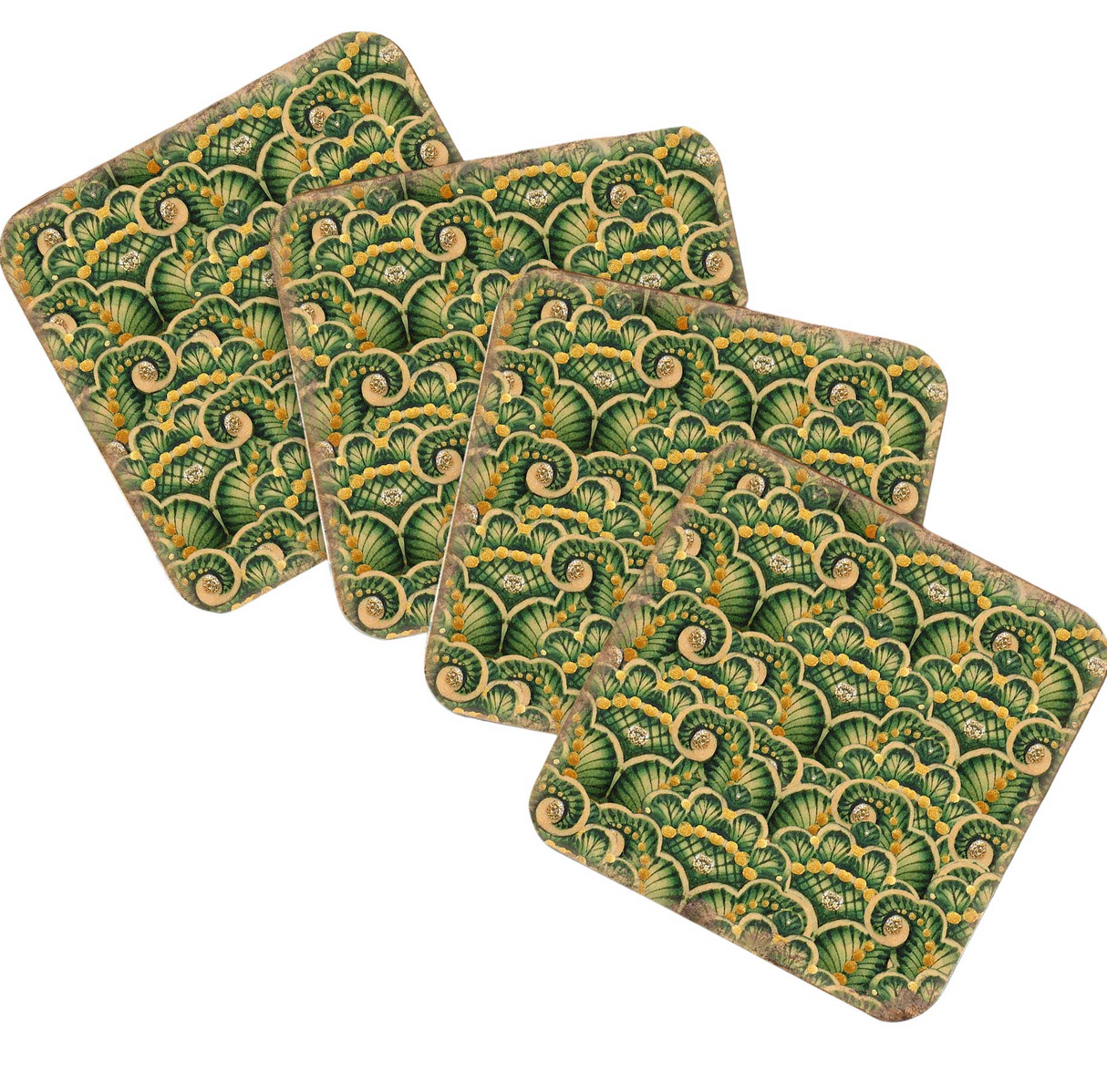 Floral Wooden Cork Coasters Gift Set of 4 by Nature Wonders - Nature Wildlife Decor  - 95021C-S4