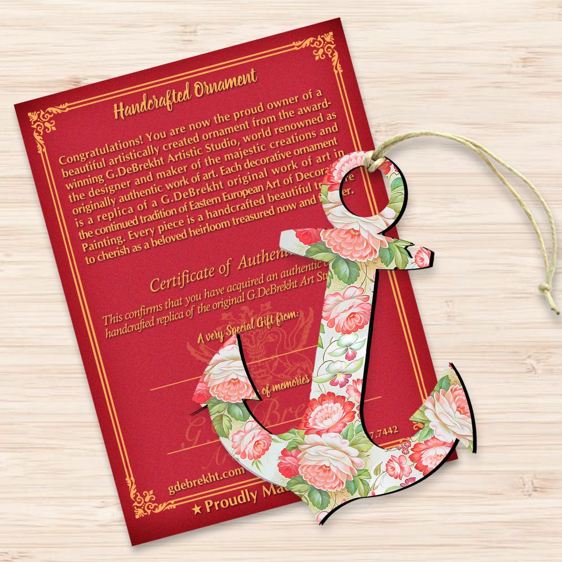 Adornos de madera con forma de ancla de G. DeBrekht - Decoración navideña costera - 8198521