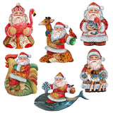 Juego de 6 imanes decorativos de madera de Papá Noel de G. Debrekht - Decoración navideña de Papá Noel y muñeco de nieve - 8090131G-S6