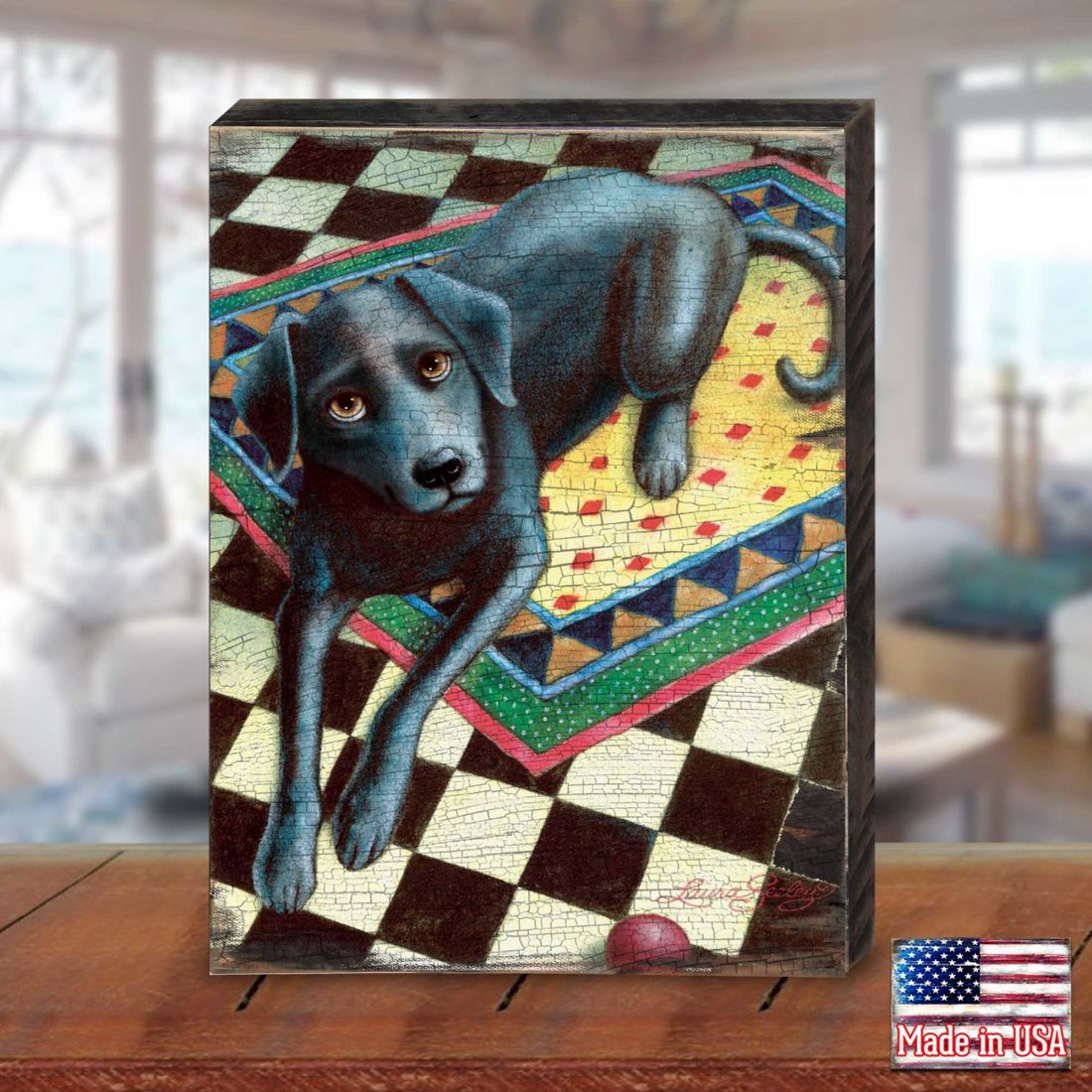 Ready When You Are Wooden Wall Art by Laura Seeley - Pets Dog and Cats Decor - 8511117B