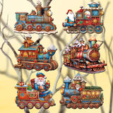 Tren navideño de Papá Noel: juego de 6 adornos decorativos de madera con clip, de G. Debrekht - Decoración navideña - 8090123C-S6