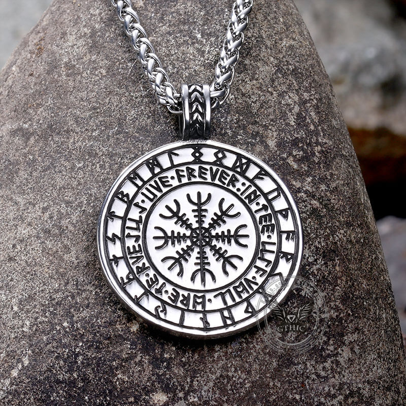 Colgante vikingo de acero inoxidable con el dragón Aegishjalmr