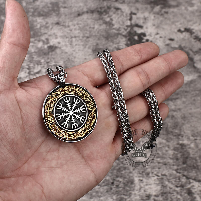 Colgante vikingo de acero inoxidable con el dragón Aegishjalmr