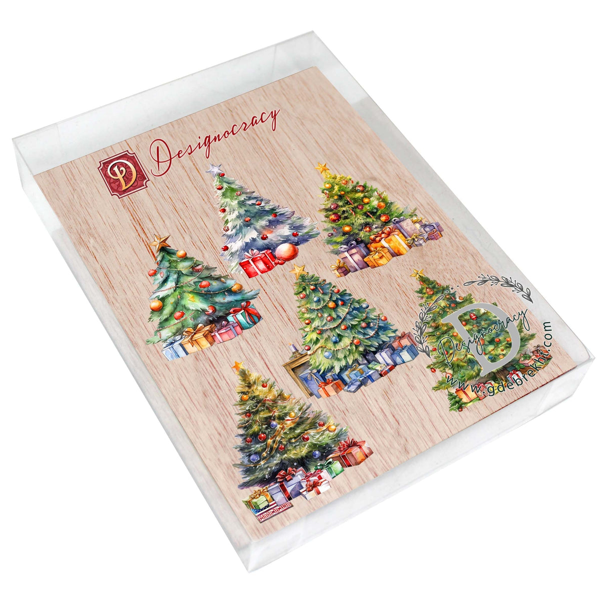 Christmas Tree Decorative Wooden Magnets Set of 6 by G. Debrekht - Christmas Decor - 8090044G-S6