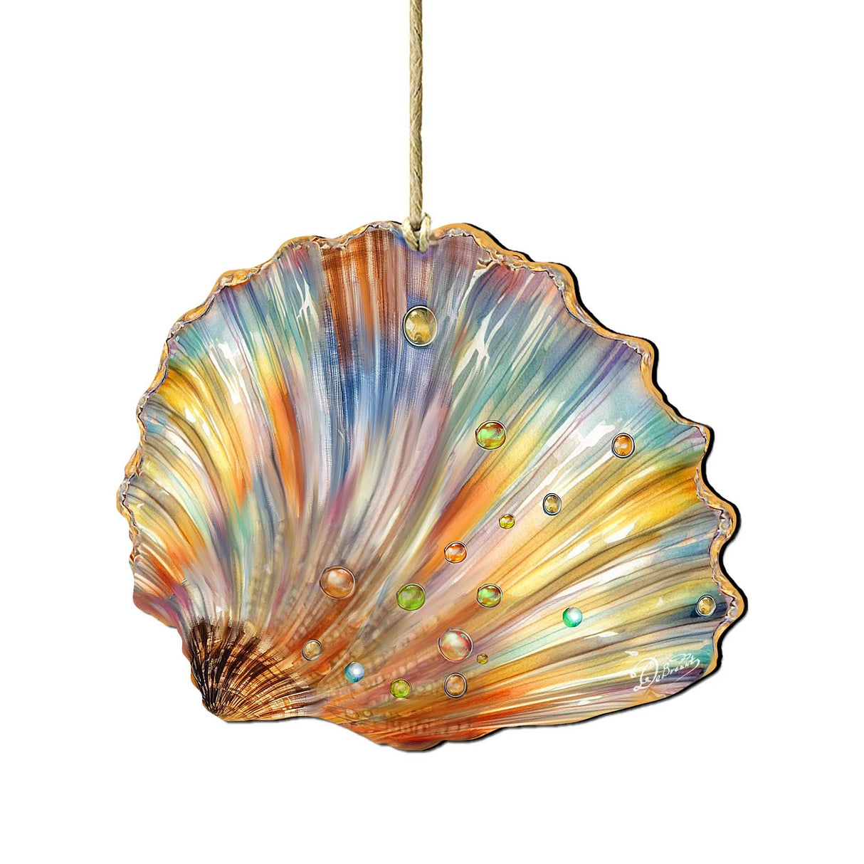 Coastal Christmas Decor - Rainbow Shell Wooden Ornaments by G.Debrekht Coastal Holiday Decor - 8688196